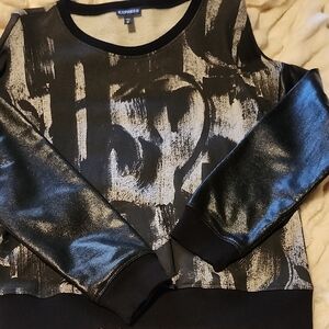Express Black and Silver Artistic Sweatshirt